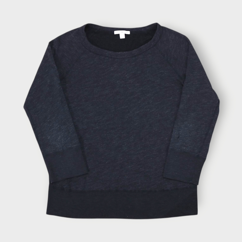 James Perse Womens Size 1 Navy Long Sleeve Supima Cotton Scoop Neck Top USA
